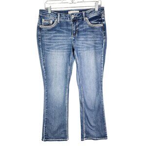 Womens EST 1946 Blue Denim Jeans Bootcut Rhinestone Button Hi Rise Size 8P